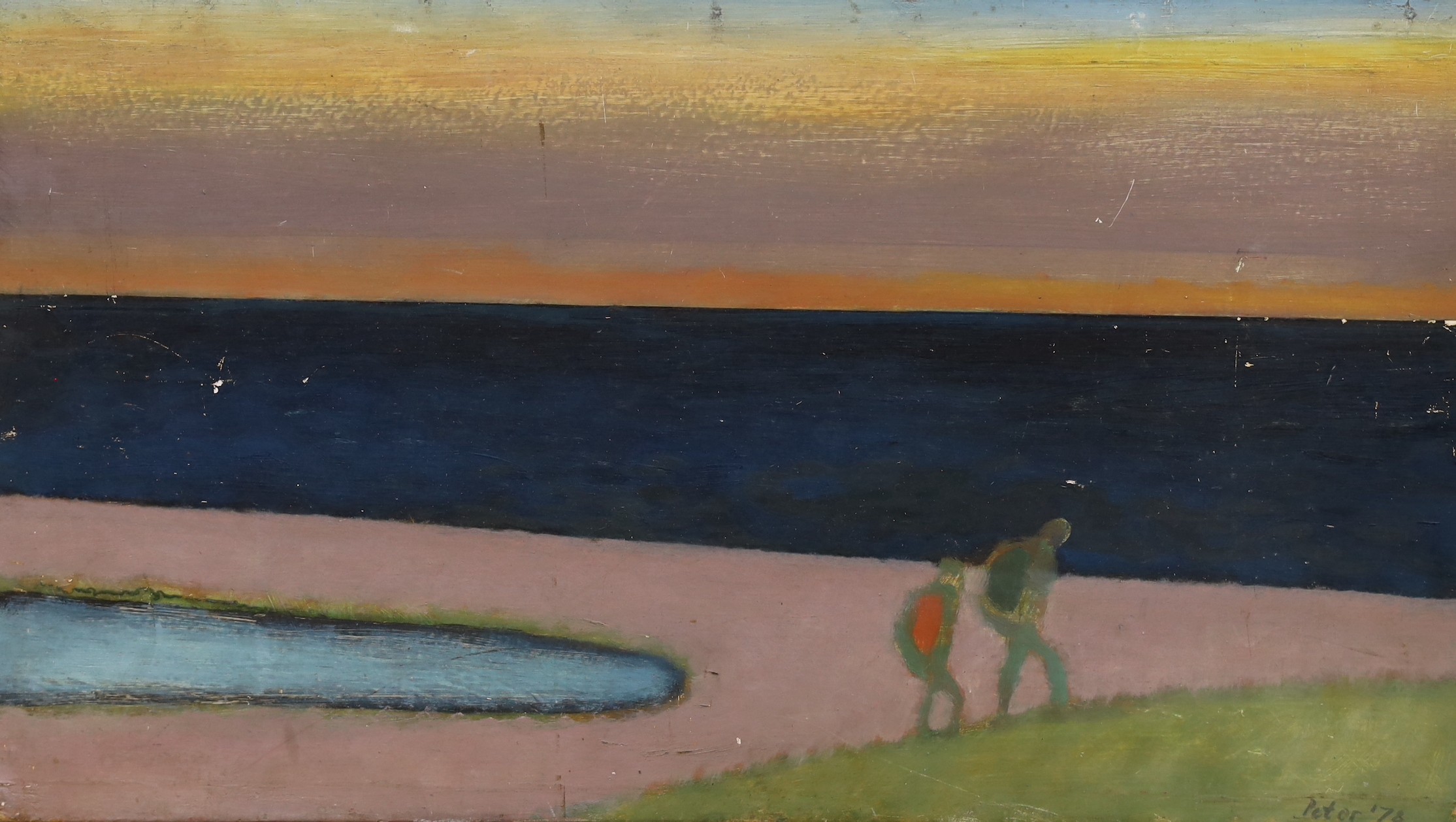 Peter Carey, oil on board, 'Wide Open Spaces', signed and dated '78, 32 x 57cm, unframed